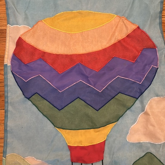 Outdoor hanging flag. Hot air ballon. Multi colored. Handmade. Size 42” by 27”. - Picture 5 of 6